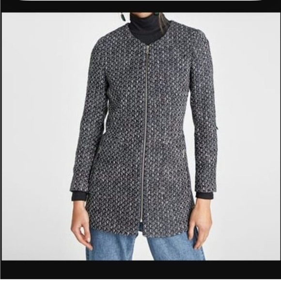 Zara Jackets & Blazers - Zara Textured Weave Frock Coat With Zipper Size S
